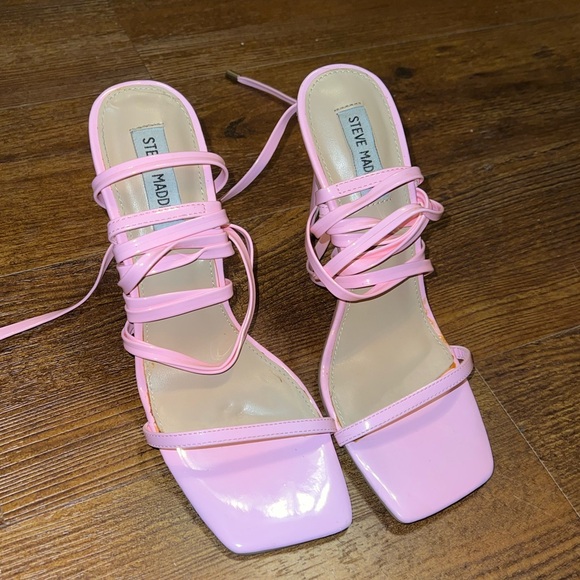 Steve Madden Uplift Pink Strappy Lace Up Ankle Wrap Heels Women’s Size 9 - Picture 2 of 11